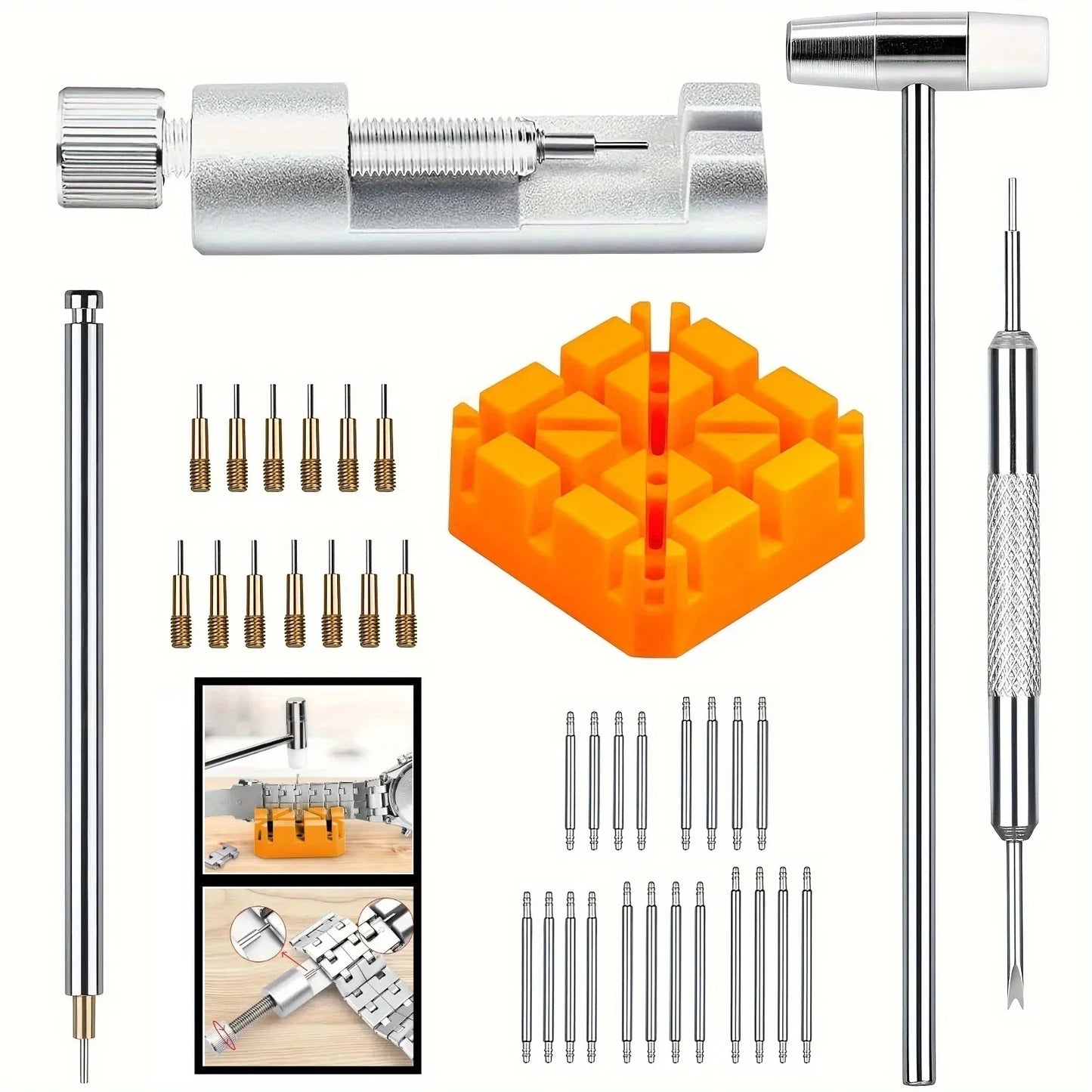 41-Piece Watch Band Tool Kit - Link Remover, Spring Bars & Spare Needles for Watch Strap Repair & Adjustment