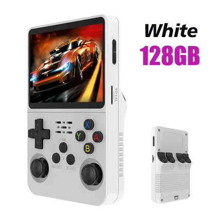 128GB Open Source R36S Video Game Console – Linux System, 3.5 Inch IPS Screen, Orange Portable Pocket Player, 64GB of Best Games