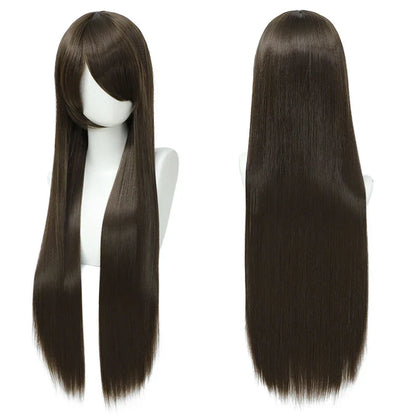 80cm Long Cosplay Wig - Synthetic Straight Hair with Bangs for Lolita Anime Costume Party Styling