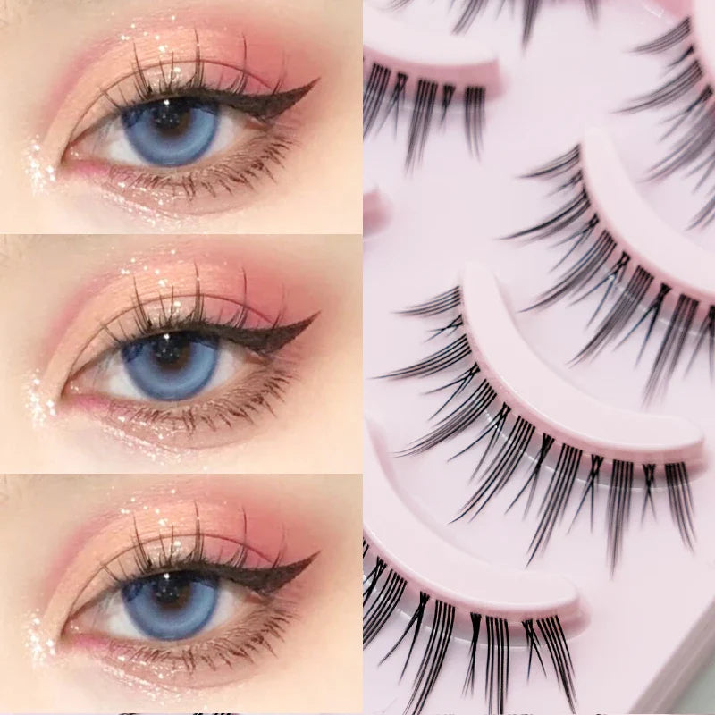 Manga Style Soft Natural False Eyelashes Wispy Thick Daily Wear Makeup Lashes
