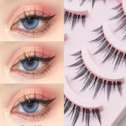 Manga Style Soft Natural False Eyelashes Wispy Thick Daily Wear Makeup Lashes