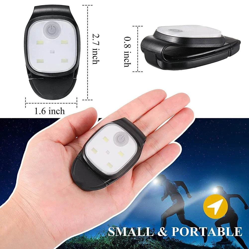 LED Clip Safety Light - USB Rechargeable Running Lamp with 4 Modes for Night Jogging, Hiking & Fishing