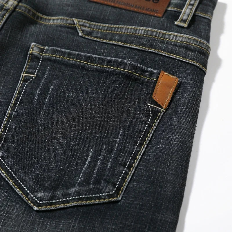 Men's Denim Shorts - 2026 Summer Stretch Slim Straight Jean Shorts in Dark Blue