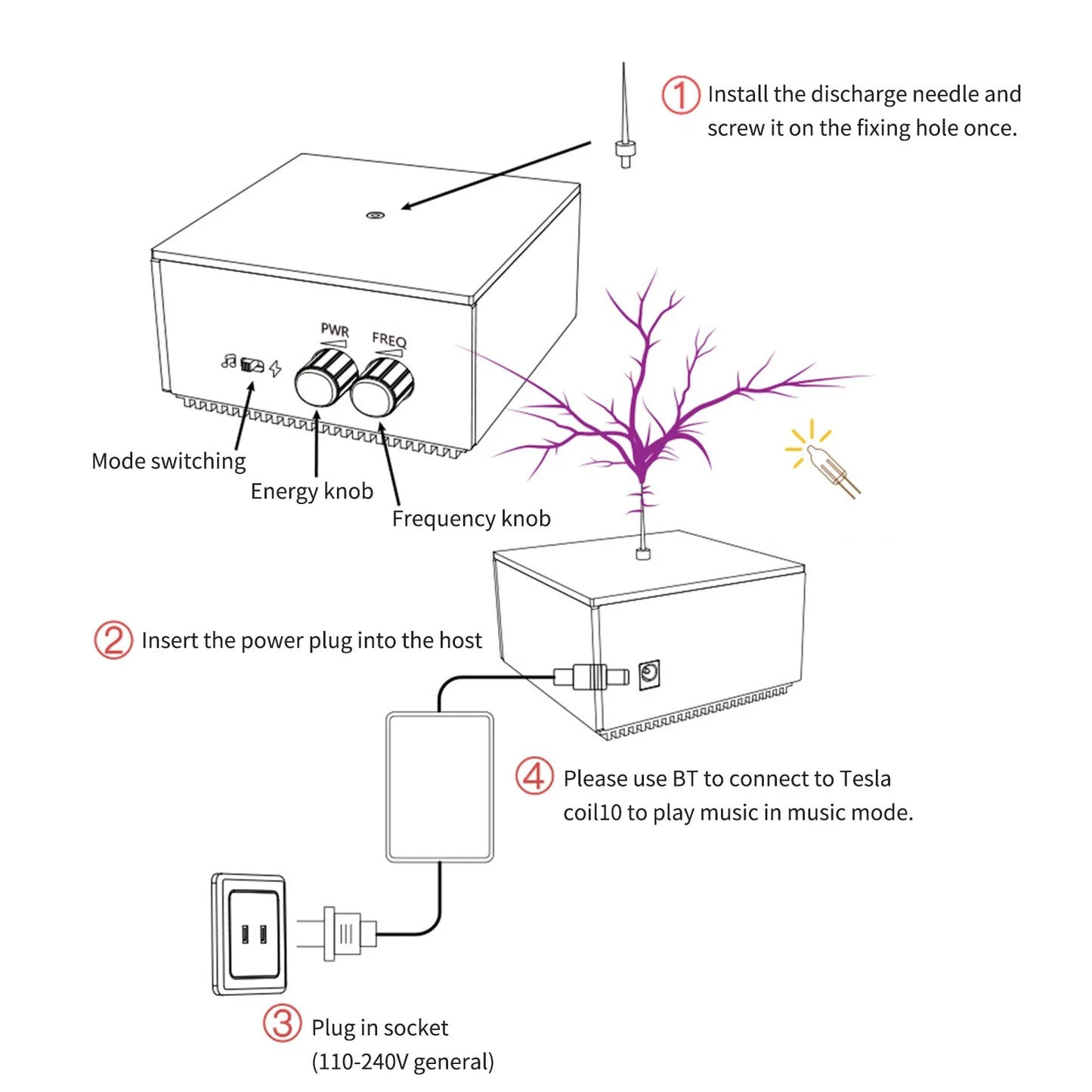 Bluetooth Music Tesla Coil – Arc Plasma Speaker with Wireless Transmission, Experimental Desktop Toy Model