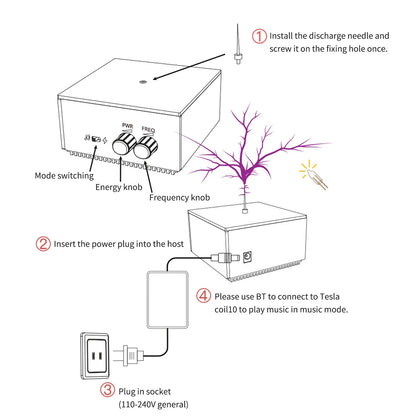 Bluetooth Music Tesla Coil Arc Plasma Speaker | Wireless Transmission Desktop Toy Model SSTC SS02