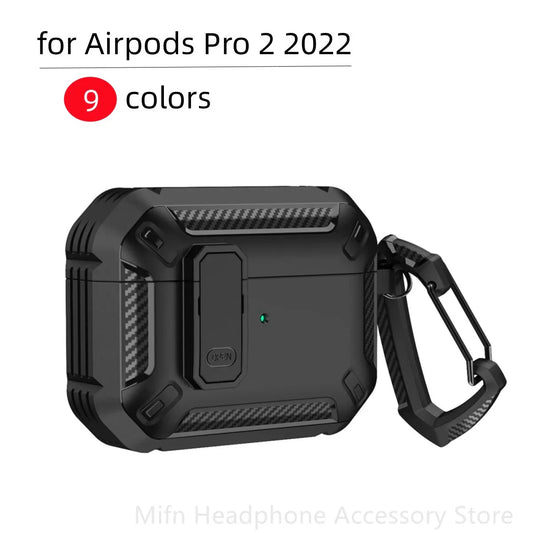 Carbon Fiber AirPods Case for Pro 1/2 & AirPods 3 – Shockproof Headset Cover with Switch Design for Men