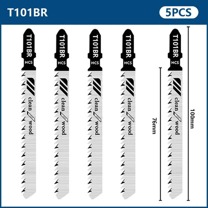 CMCP 5PCS T101BR Jigsaw Blades - T-Shank Wood Cutting Saw Blade Set for Woodworking Tools
