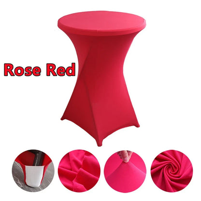 Spandex Round Tablecloth - Stretch Elastic Cocktail Table Cover for Wedding, Party, Hotel & Event Decor