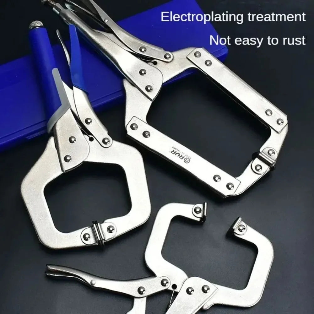 RUR Heavy-Duty C-Type Locking Pliers - Multi-Function Industrial Clamps for Woodworking & Repairs