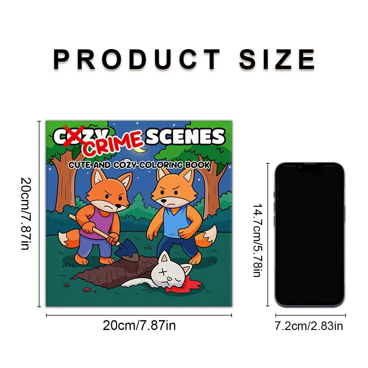 Crime Scenes Cute & Cozy Coloring Book - 24-Page Adorable Creepy Creatures Halloween DIY Drawing Book for Adults