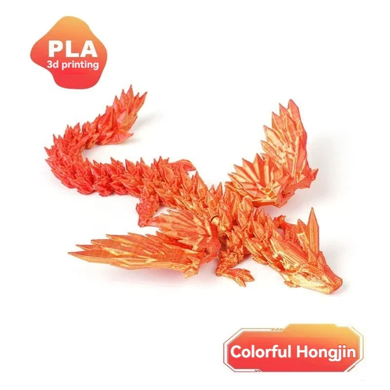 3D Printed Articulated Dragon Figurine - Colorful Gem Dragon Movable Joint Desktop Fantasy Action Figure Craft
