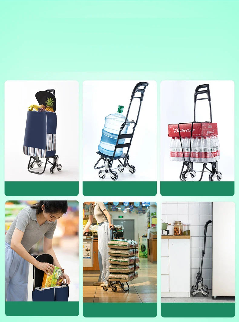 Lightweight Folding Grocery Shopping Trolley – Hand-Pull Cart for Household & Outdoor Travel