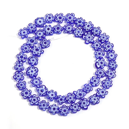 Colorful Lampwork Flower Beads - Thousand Flower Flat Plum Blossom Loose Beads for DIY Bracelet & Jewelry Crafts