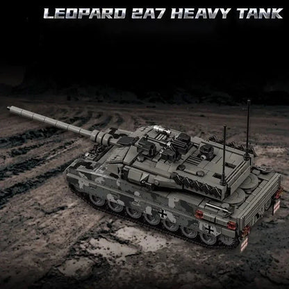 Military Tank Building Blocks Set - Leopard 2A7 Heavy Tank Model Bricks Toy for Boys, Adults & Christmas Gifts
