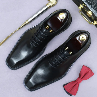 Men’s Handmade Genuine Leather Oxford Shoes - Italian Laser-Carved Business & Party Formal Dress Shoes Sizes 37-46