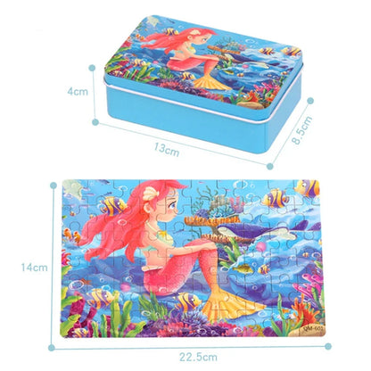 60 Piece Wooden Puzzle Toy Set - Cartoon Vehicle & Animal Jigsaw Educational Learning Gift for Kids