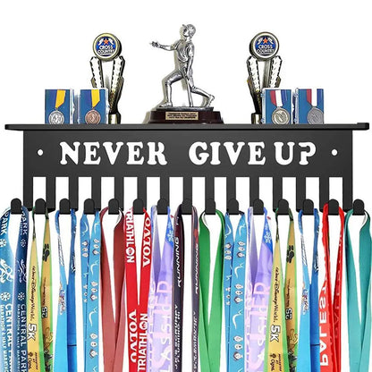 Sports Medal Display Rack – Metal Hanger Holder Organizer for Football, Basketball, Volleyball, and Ribbon Medals
