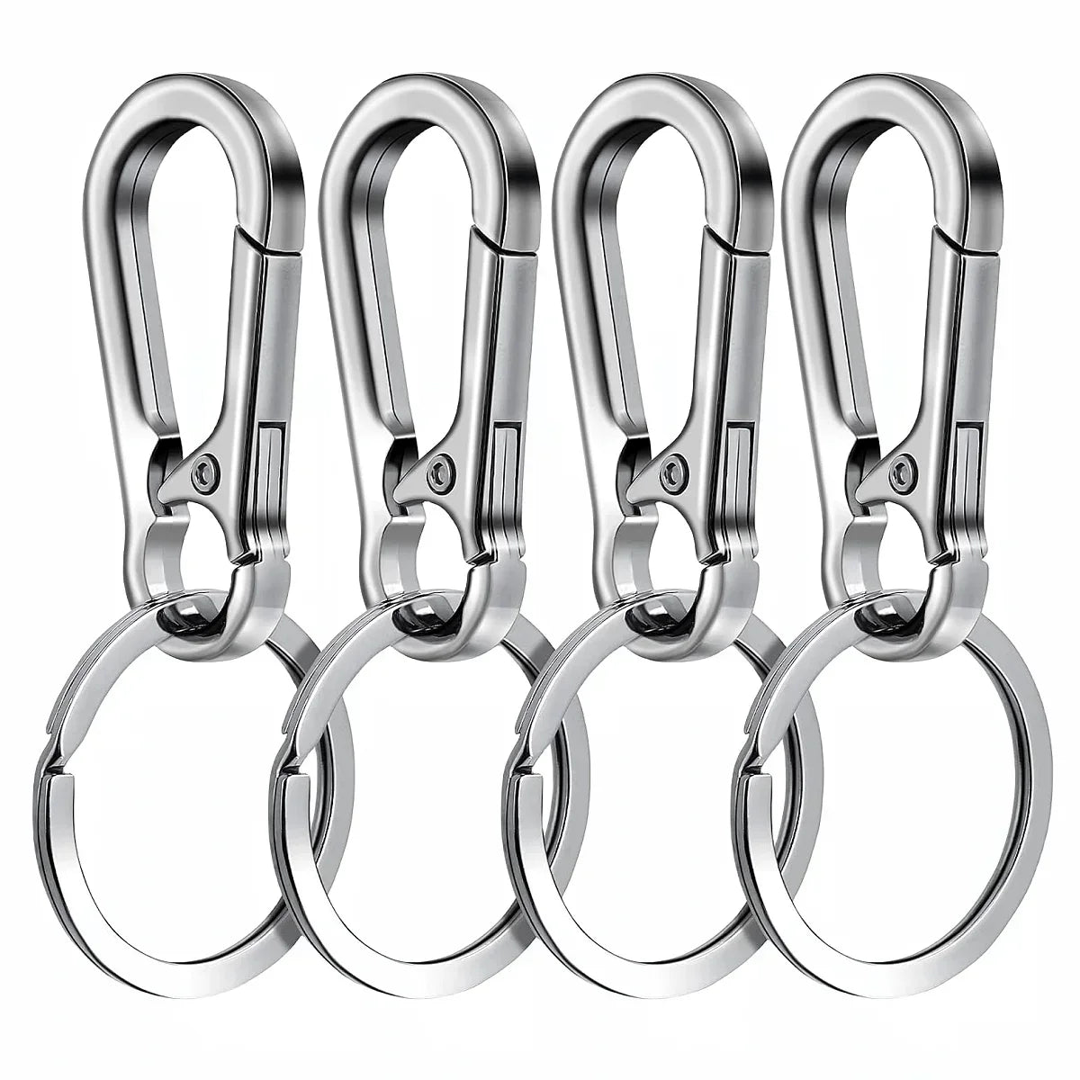 4PCS Metal Carabiner Keychain Clips - Portable Key Ring Holder Organizer for Car Keys & EDC Gear