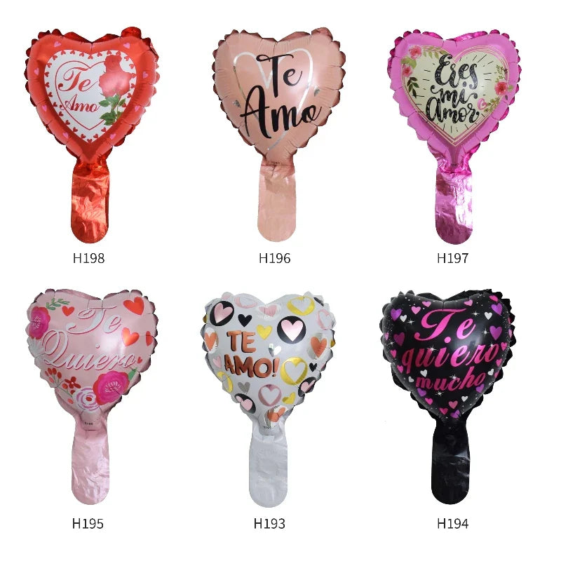 50PCS Spanish “Te Amo” Heart Foil Balloons Set – 6in Love Theme & 18in Heart Balloons for Wedding, Valentine’s Day Party Decorations