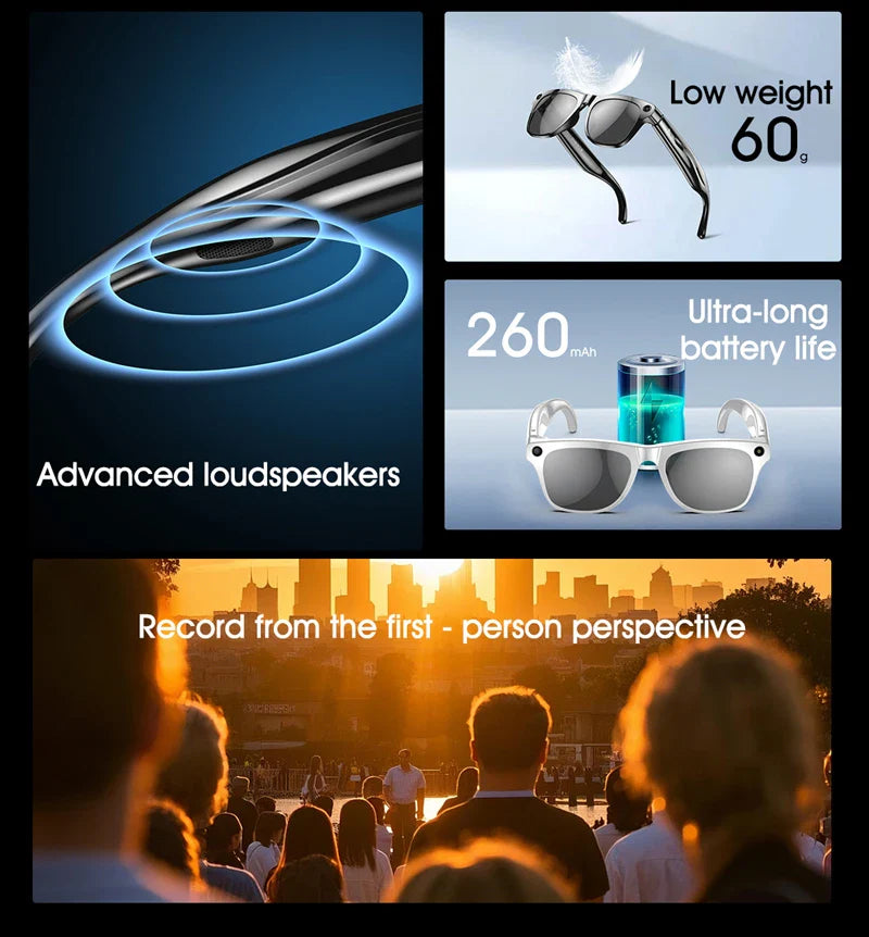 Xiaomi 6K HD AI Smart Glasses — 100MP Camera, ChatGPT, Bluetooth Call, Voice Assistant, 260mAh Battery, New Smart Glasses