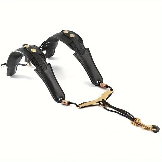 Leather Saxophone Neck Strap - Aluminum Plate Shoulder Support Strap for Alto, Tenor & Baritone Saxophones