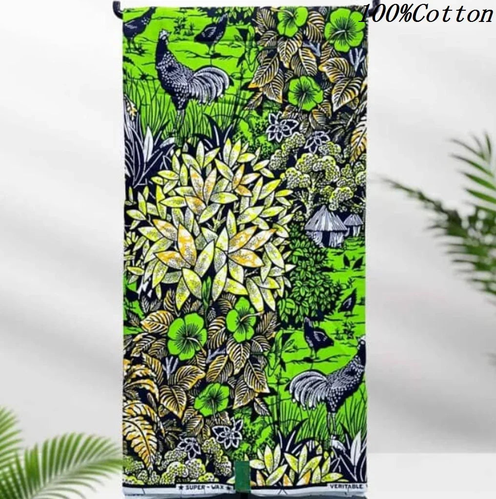 African Ankara Wax Print Fabric - 100% Cotton Batik Material for Sewing & Wholesale 6 Yards