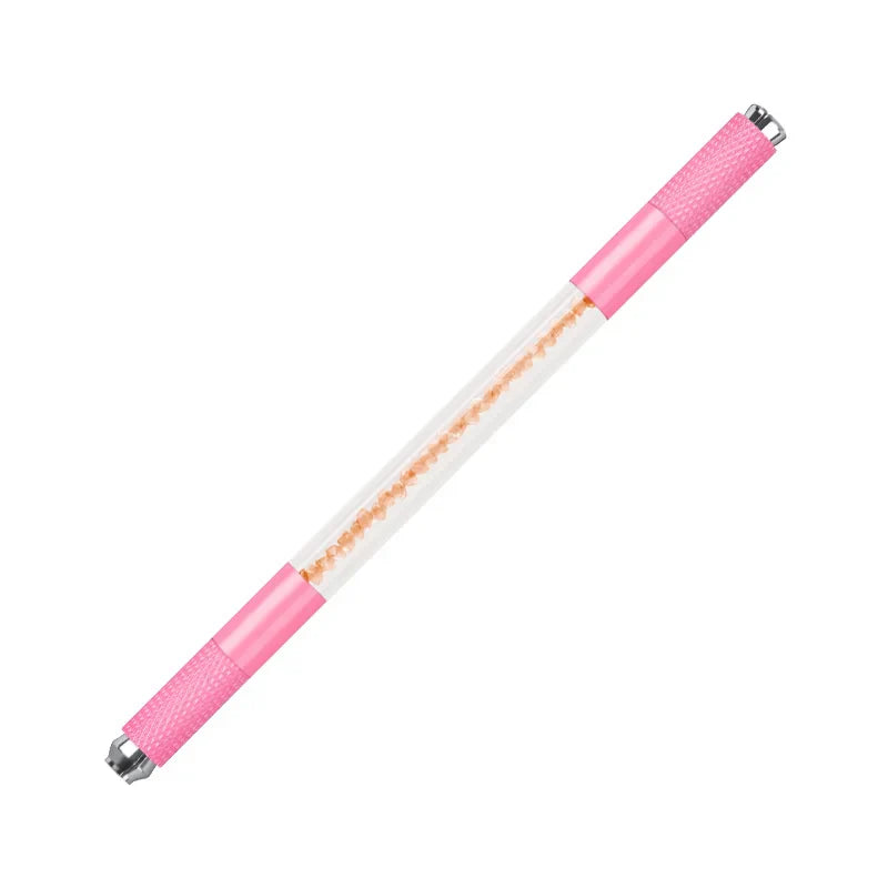 Manual Double-Ended Crystal Acrylic Microblading Pen – Permanent Makeup Eyebrow Tattoo Tool for Flat & Round Needles