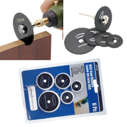 6Pcs HSS Circular Saw Blade Set - Woodworking & Metal Cutting Blades for Electric Drills and Grinders