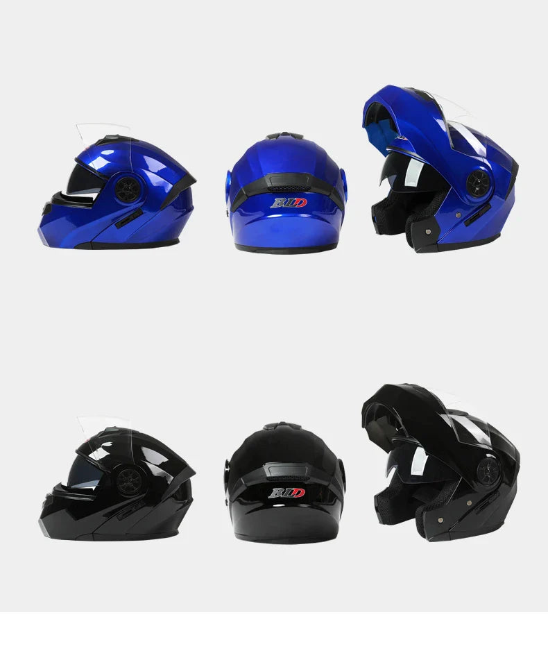 Personalized Dual-Lens Flip-Up Motorcycle Helmet — Motocross Racing Modular Full-Face Helmet for Men & Women, Fashionable Cascos Para Moto