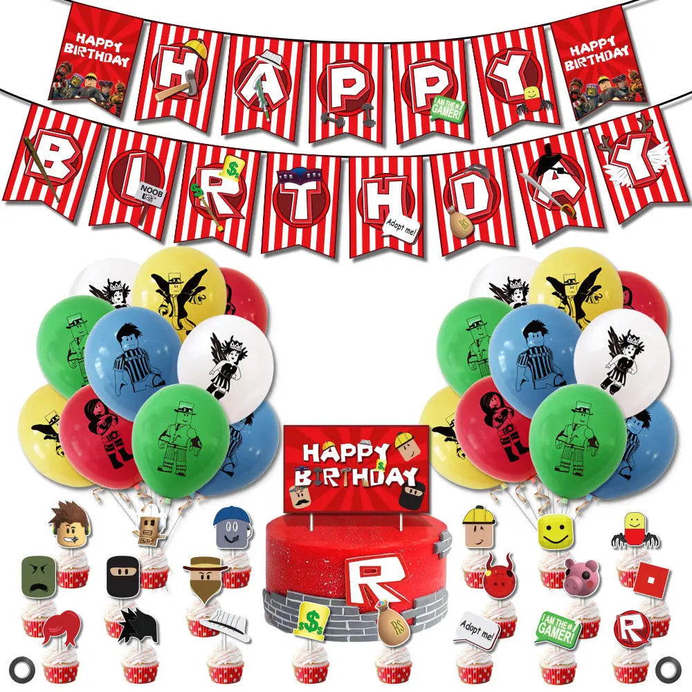 Hot Roblox Theme Party Tablecloth – 108×180cm Disposable Birthday Party Supplies for Boys, Party Decorations & Tableware