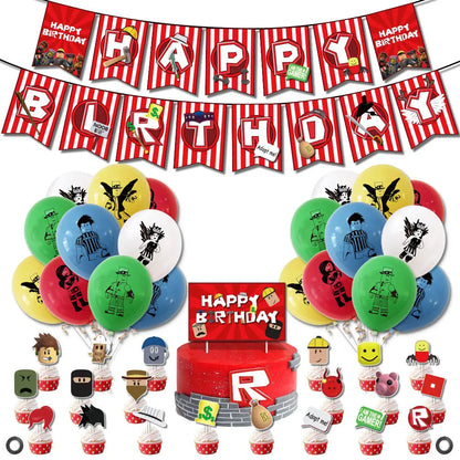 Hot Robot Roblox Kids Party Supplies Set – Disposable Tableware with Paper Plates, Cups, Balloons for Birthday & Baby Shower Decorations