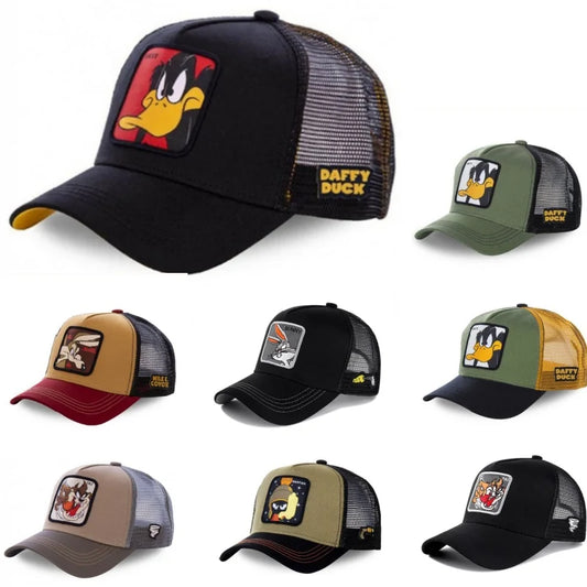 Anime Cartoon Embroidered Baseball Cap - Unisex Mesh Trucker Hat with Patch Design for Men & Women Summer Sunwear