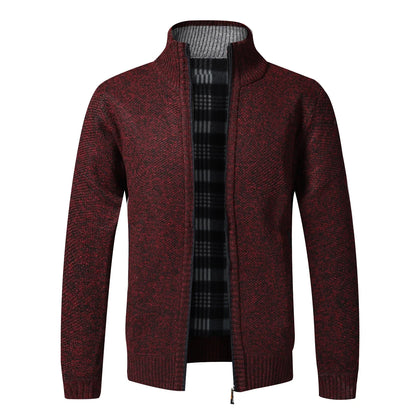 Men's Warm Fleece Cardigan Sweater - Full Zip Slim Fit Knitted Winter Jacket Coat