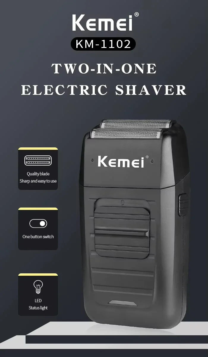 Kemei Professional Hair Clipper Kit – KM-2296, KM-2299, KM-1102 Electric Shaver & Cordless Trimmer for Men’s Hair Cutting