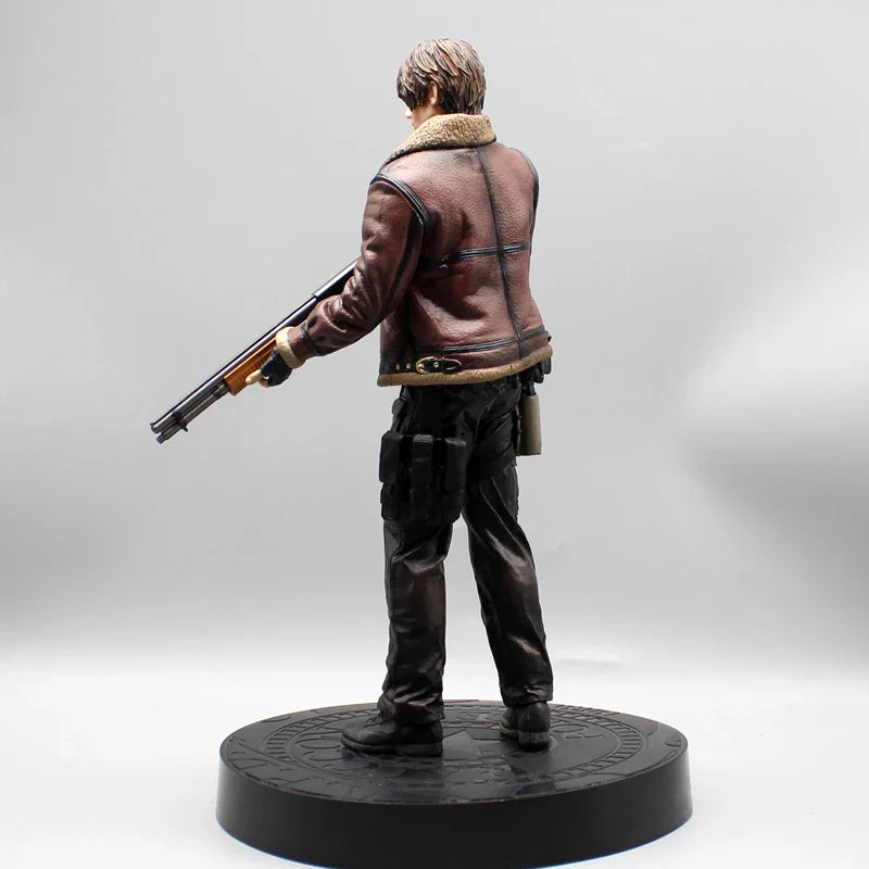 33cm Leon Zombie Hunter Leather Anime Figure – Boys’ Action Model Doll & Desk Decoration Statue