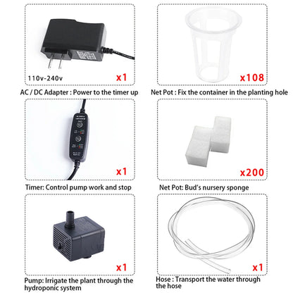 Hydroponics Growing System Kit — 3-Layer 108-Site PVC Pipe Hydroponic Garden for Vegetables & Herbs