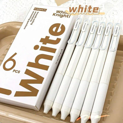 6pcs Retractable Gel Pen Set - 0.5mm Quick-Drying Black Ink Kawaii School & Office Stationery
