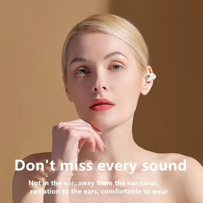 Ear Clip Wireless Bluetooth Earphones – Bone Conduction TWS Sport Headset with Mic, Noise Cancelling & High-Quality Sound for Active Use