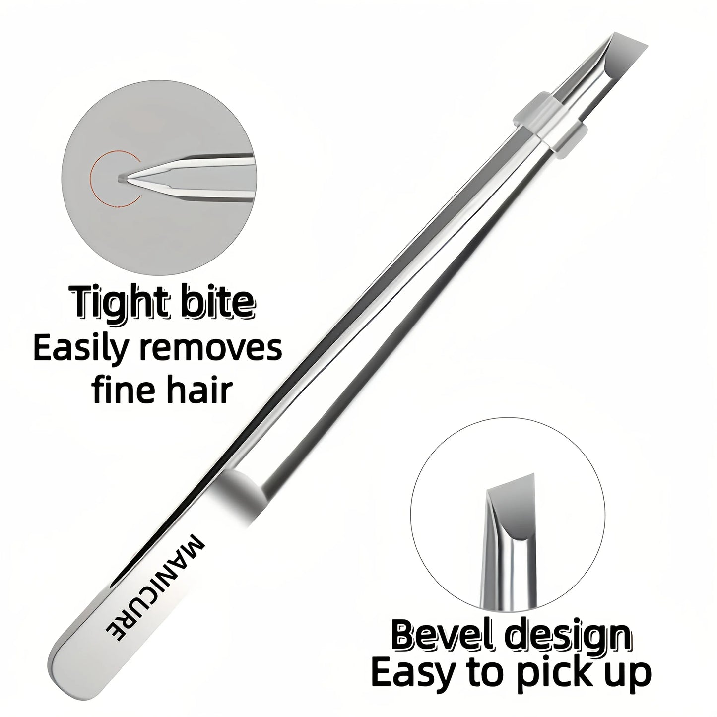 Stainless Steel Tweezers Tool - Precision Eyebrow Eyelash Applicator for Beard & Mustache Grooming