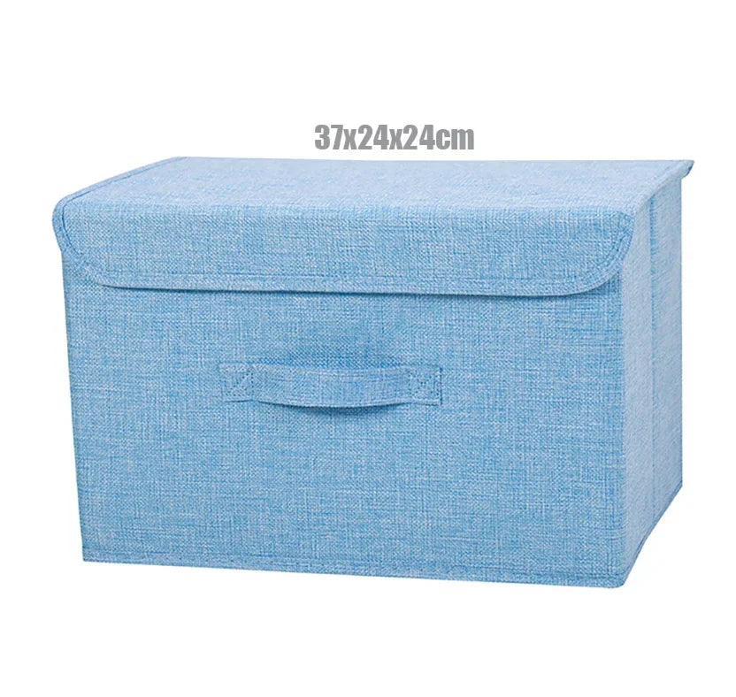 Washable Cotton Linen Folding Storage Box – CD, Toy & Laundry Organizer with Lid