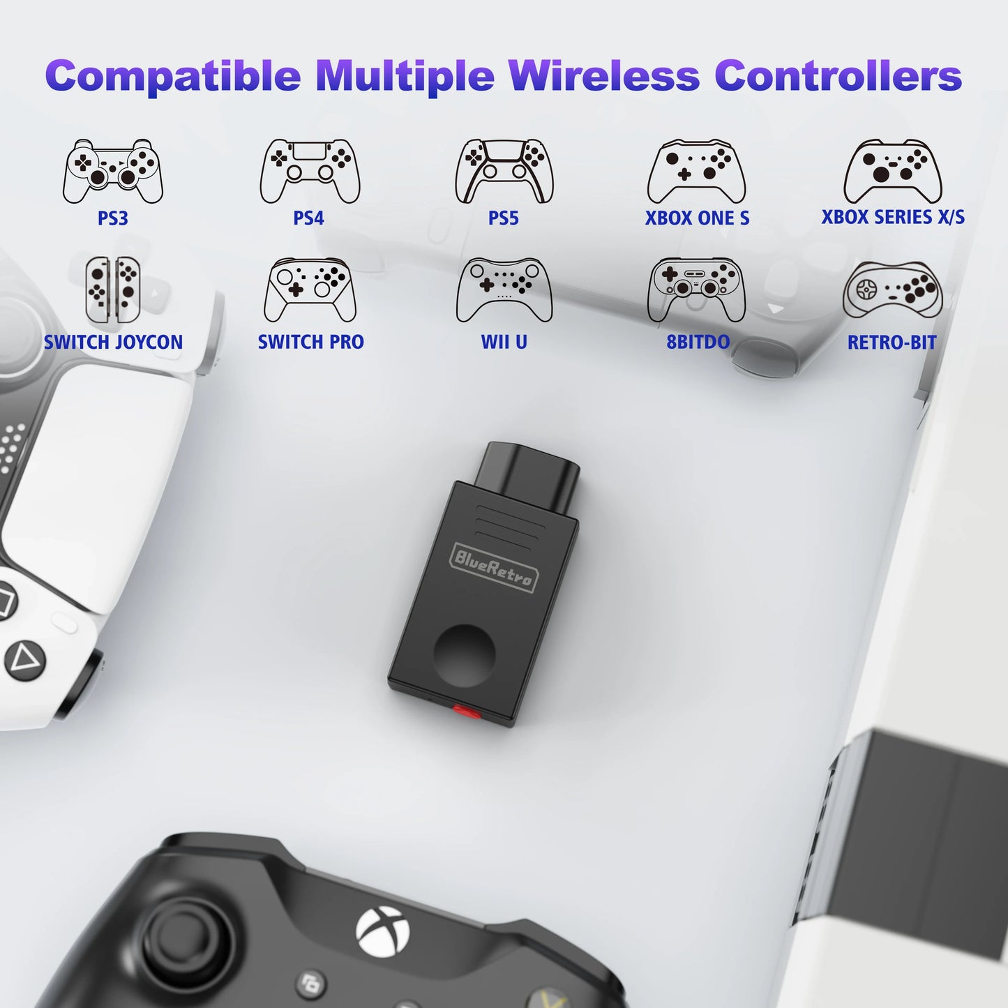 RetroScaler BlueRetro Wireless Controller Adapter – NES to PS3/PS4, 8BitDo & Ipega9076 Switch Joy-Con Compatible