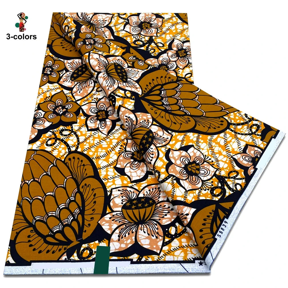 African Ankara Wax Fabric - 100% Cotton Soft Pink Pagne Fashion Print