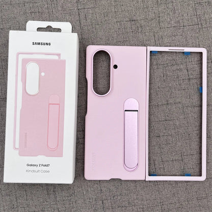 Luxury Leather Kindsuit Phone Case for Samsung Galaxy Z Fold 7 5G – Soft Touch Full-Body Protective Cover with Stand