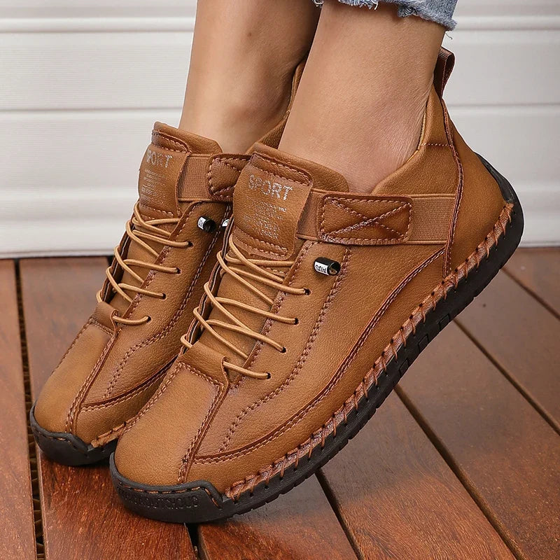 Women’s Mid-Calf Retro Boots - British Style Anti-Slip Workwear Loafers for Summer