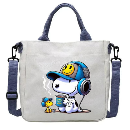 Snoopy Cartoon Canvas Tote Bag – Large Capacity Shoulder Crossbody Bag for Girls, Students & Gift