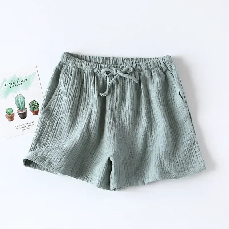 2026 Women's Cotton Crepe Summer Shorts - Loose Fit Plus Size Beach Lounge Pants