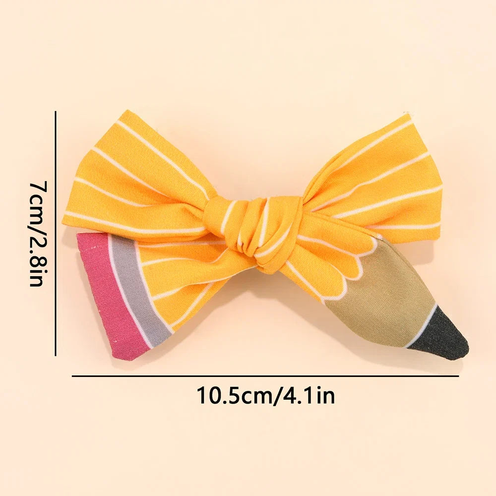 2Pcs Pencil Bow Hair Clips - Cute Kawaii Back to School Hairpins for Girls Kids