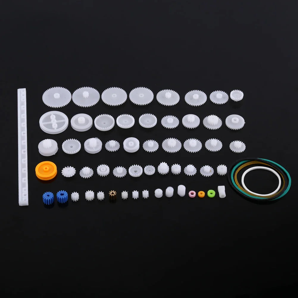 Plastic Gear & Pulley Motor Kit Set – Worm, Crown & Belt Gears for Robot DIY Parts & Repairs