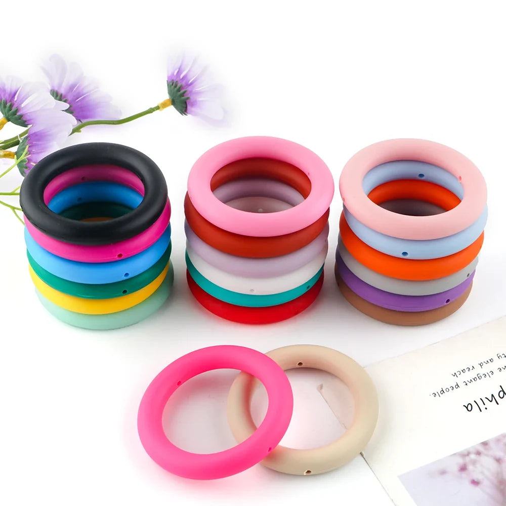 Kovict Silicone Ring Pendant Blanks - 65mm Round Printed Rings for DIY Jewelry & Craft Making