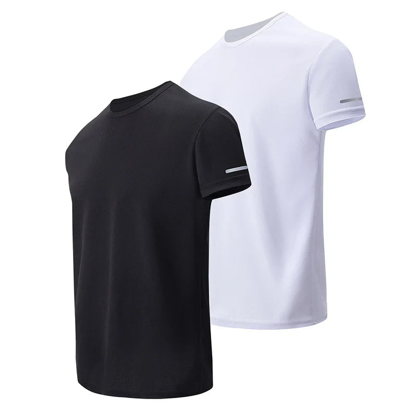Men’s Summer Quick Dry T-Shirt - Solid Color Short Sleeve Sports Shirt for Running & Casual Wear